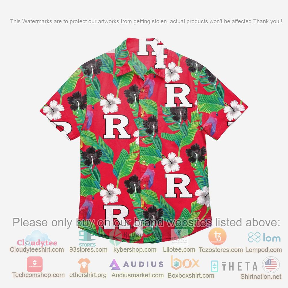 HOT Rutgers Scarlet Knights Floral Button-Up Hawaii Shirt 1