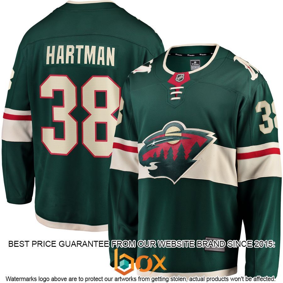 NEW Ryan Hartman Minnesota Wild Home Player Green Hockey Jersey 4