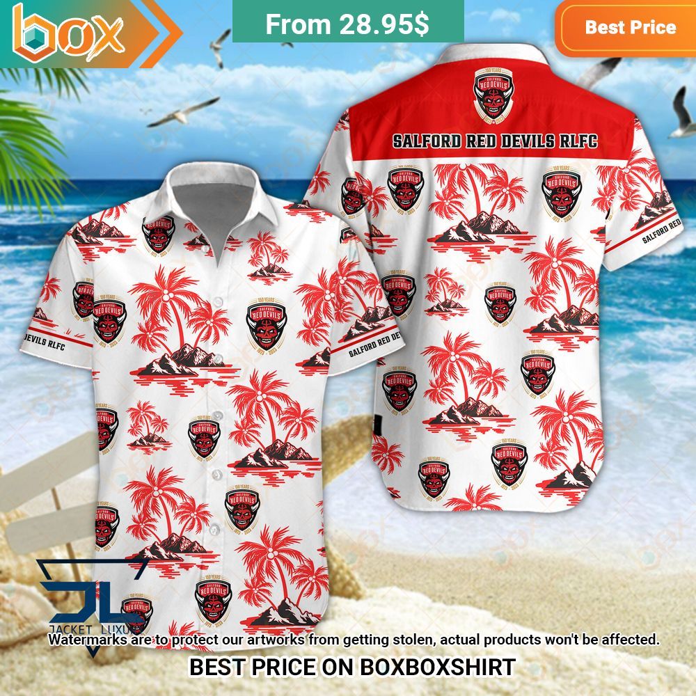 Salford Red Devils RLFC Hawaiian Shirt Short 1