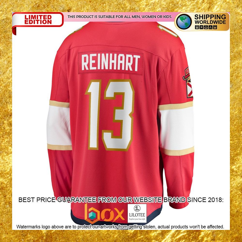 NEW Sam Reinhart Florida Panthers Player Red Hockey Jersey 7