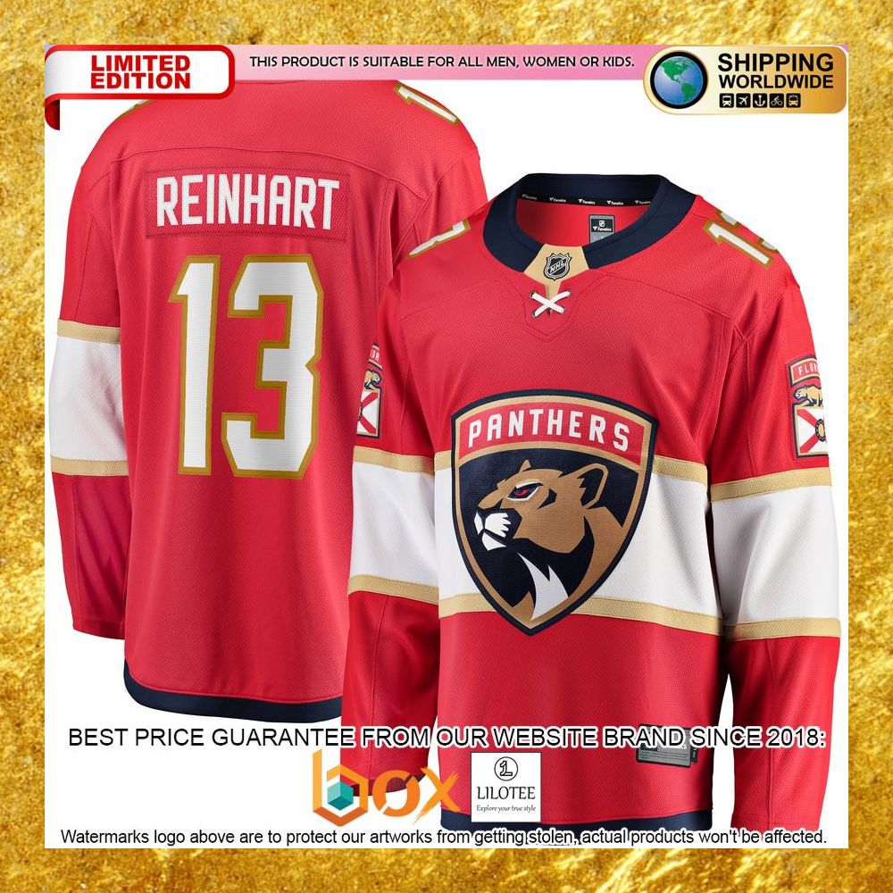 NEW Sam Reinhart Florida Panthers Player Red Hockey Jersey 8
