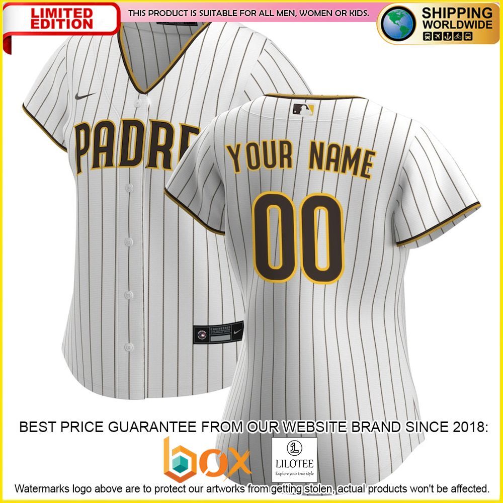 HOT San Diego Padres Women's Custom Name Number White Baseball Jersey Shirt 1