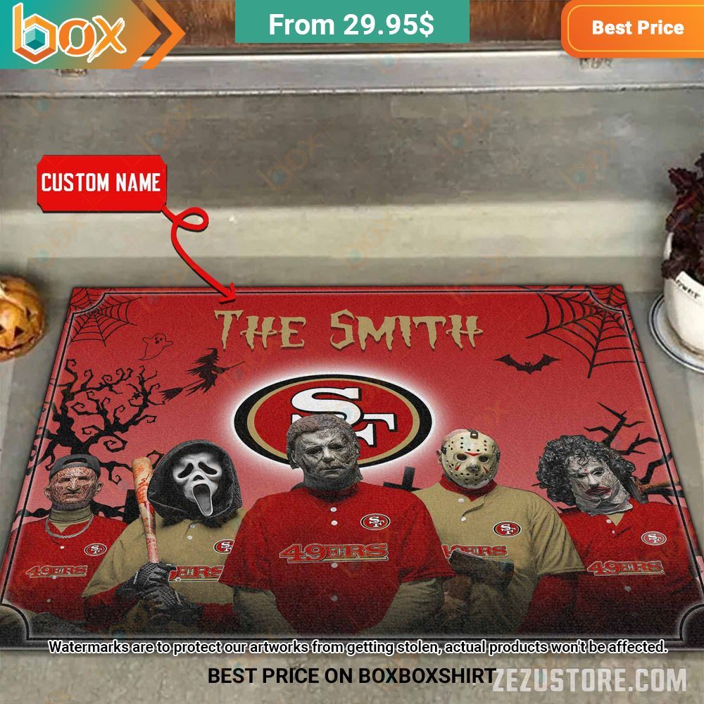 San Francisco 49Ers Freddy Krueger Ghostface Michael Myers Jason Voorhees Leatherface Custom Halloween Doormat 1