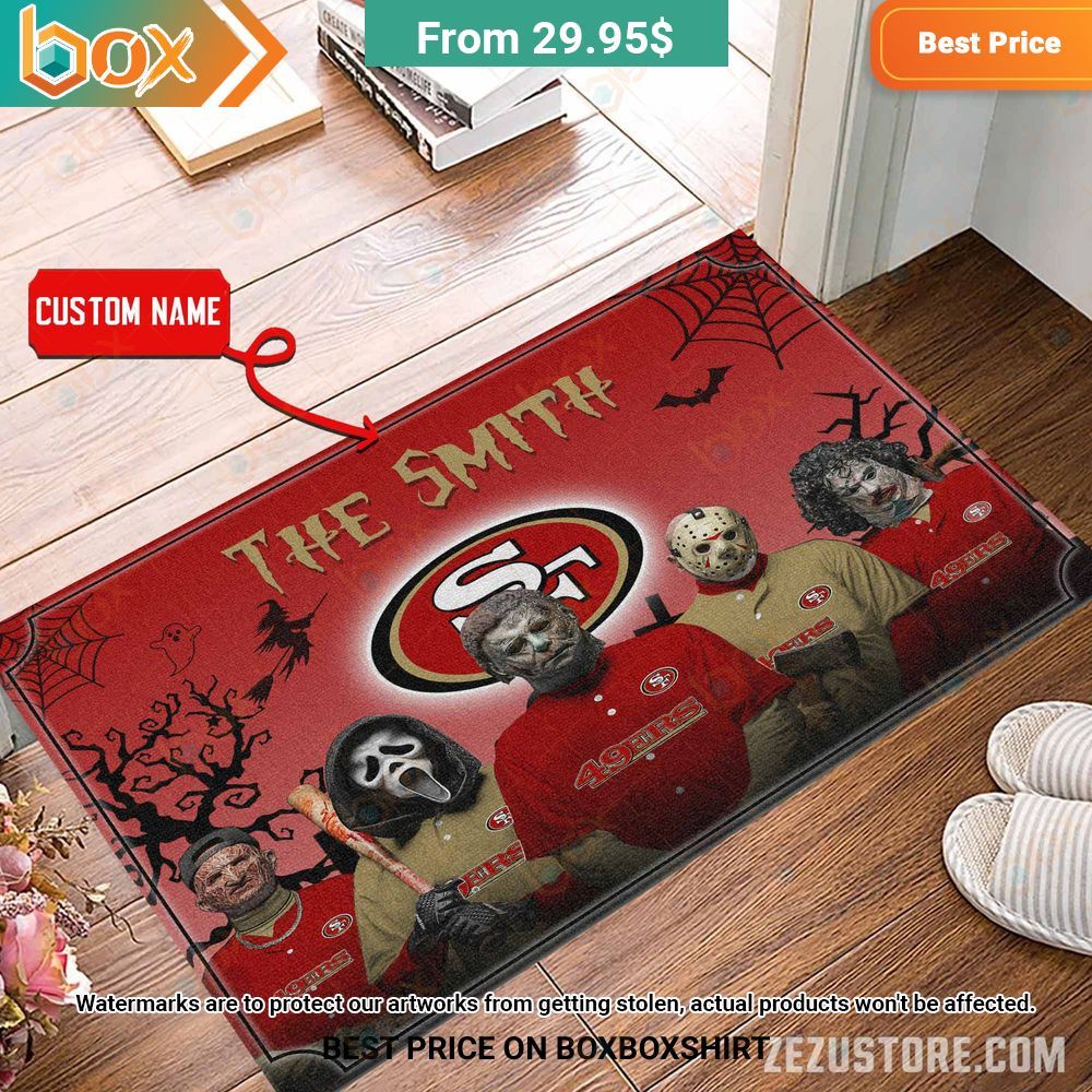 San Francisco 49Ers Freddy Krueger Ghostface Michael Myers Jason Voorhees Leatherface Custom Halloween Doormat 4
