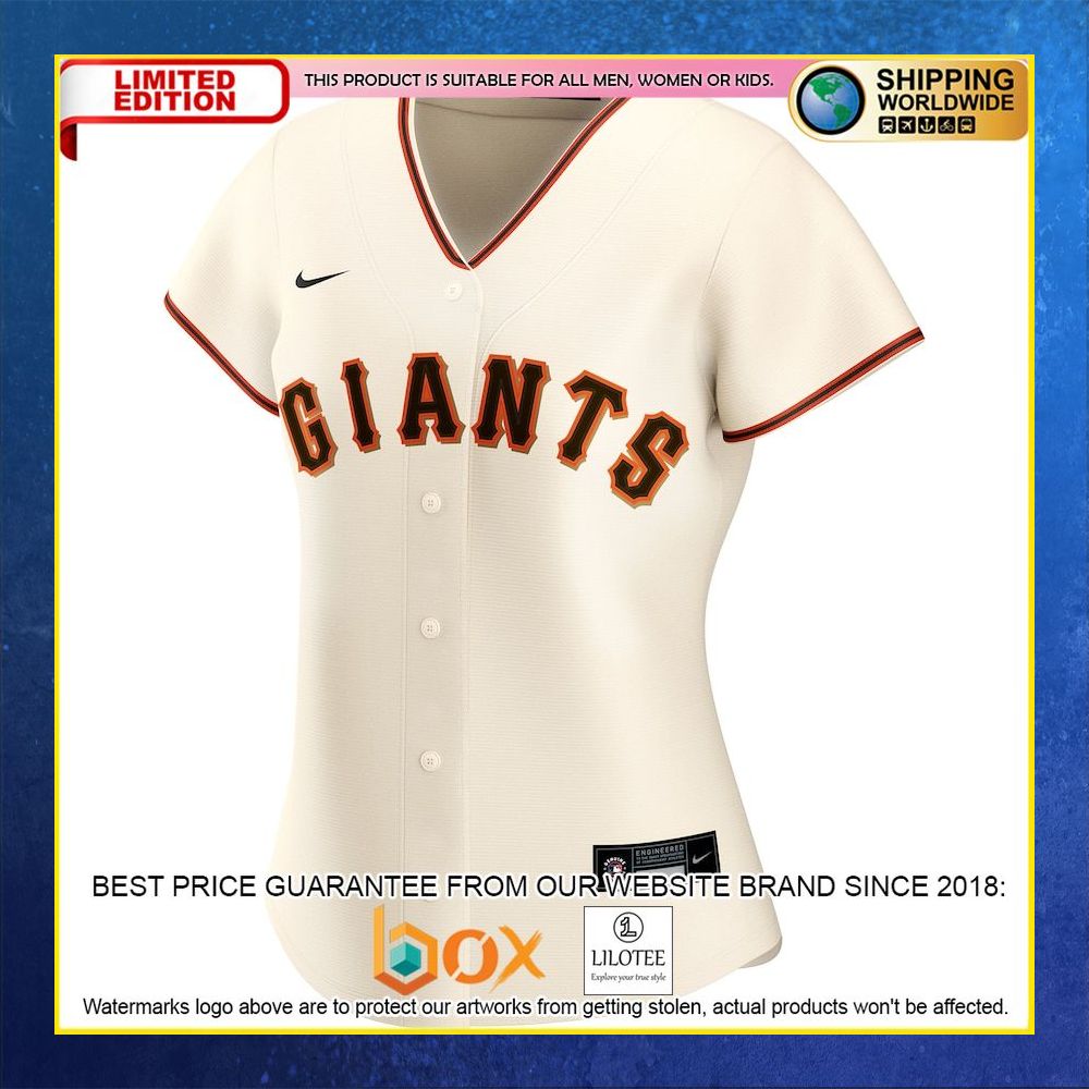 HOT San Francisco Giants Women's Custom Name Number Cream Baseball Jersey Shirt 5