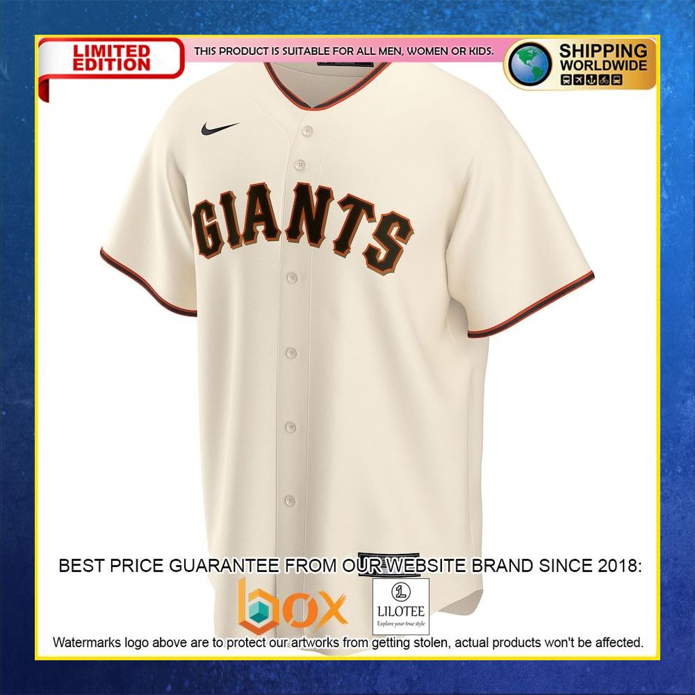 HOT San Francisco Giants Team Custom Name Number Cream Baseball Jersey Shirt 5