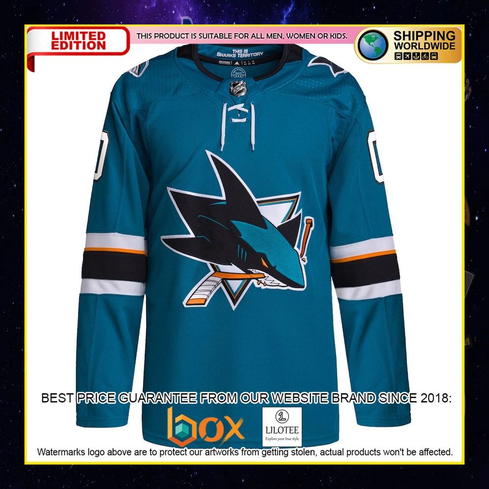 NEW San Jose Sharks Adidas 2021 22 Custom Teal Premium Hockey Jersey 8