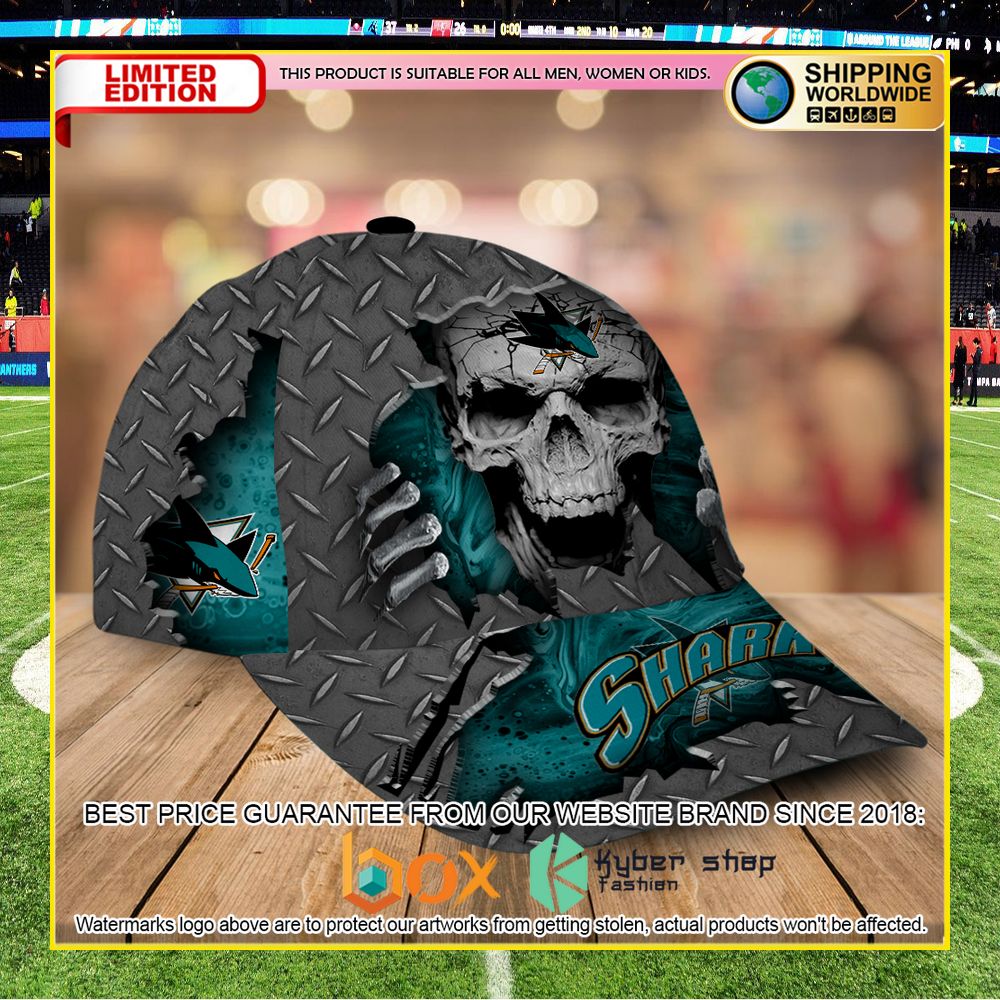 NEW San Jose Sharks Custom Name NHL Skull Cap Hat 6