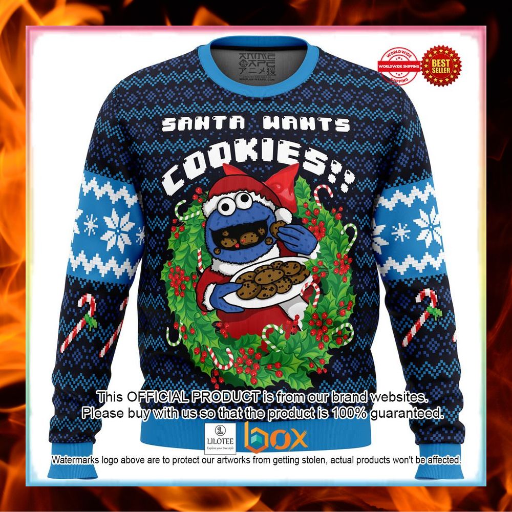 BEST Santa's Cookies Cookie Monster Christmas Sweater 4