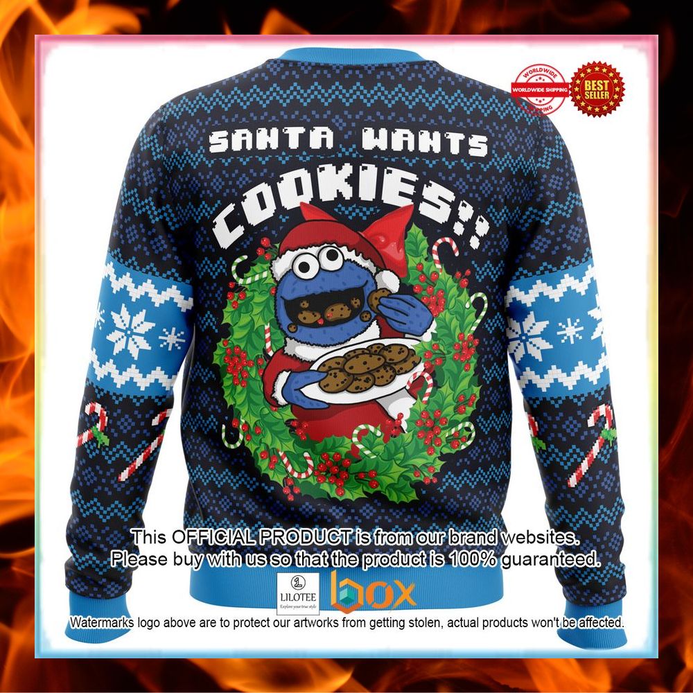 BEST Santa's Cookies Cookie Monster Christmas Sweater 6