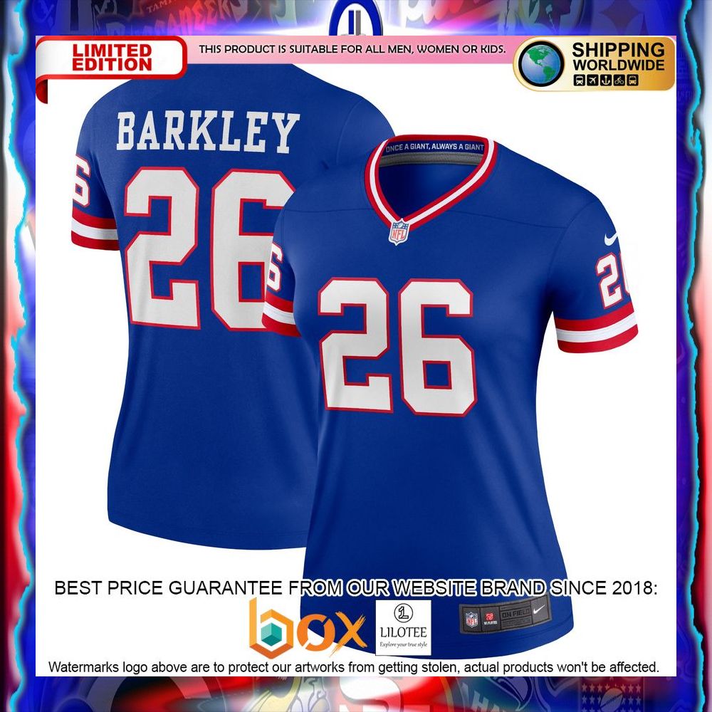NEW Saquon Barkley New York Giants Women's Classic Legend Royal Football Jersey 8