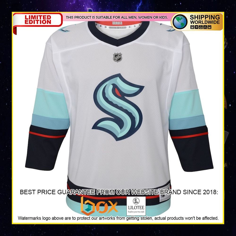 NEW Seattle Kraken Toddler Away Replica Custom White Premium Hockey Jersey 5