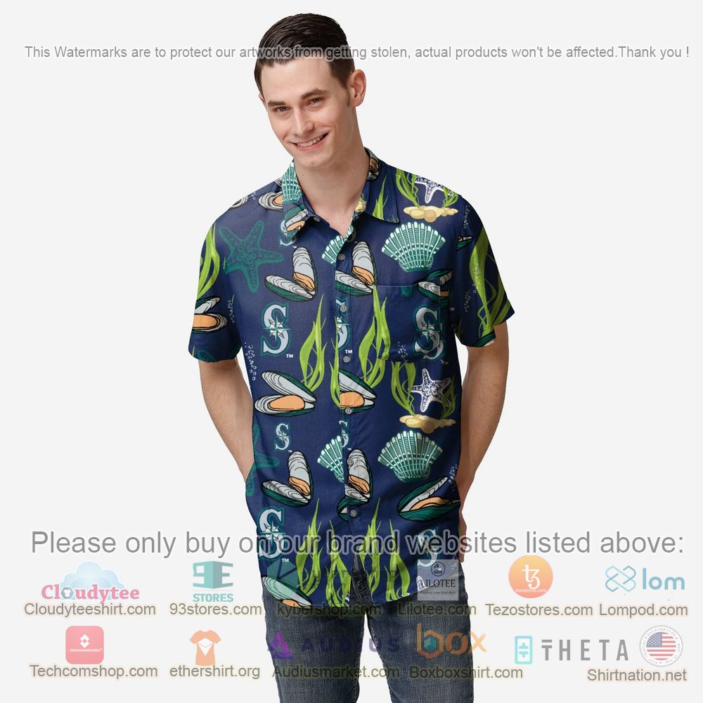 HOT Seattle Mariners Floral Button-Up Hawaii Shirt 1