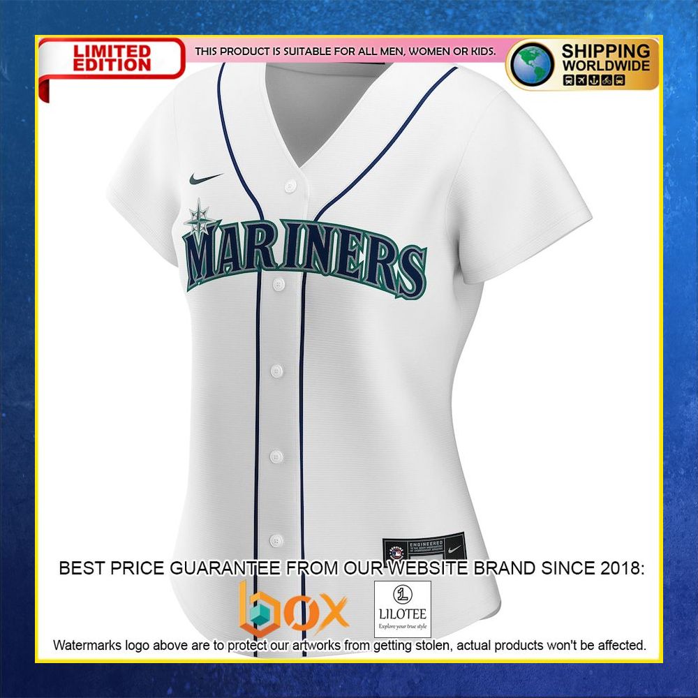 HOT Seattle Mariners Women's Custom Name Number White Baseball Jersey Shirt 5