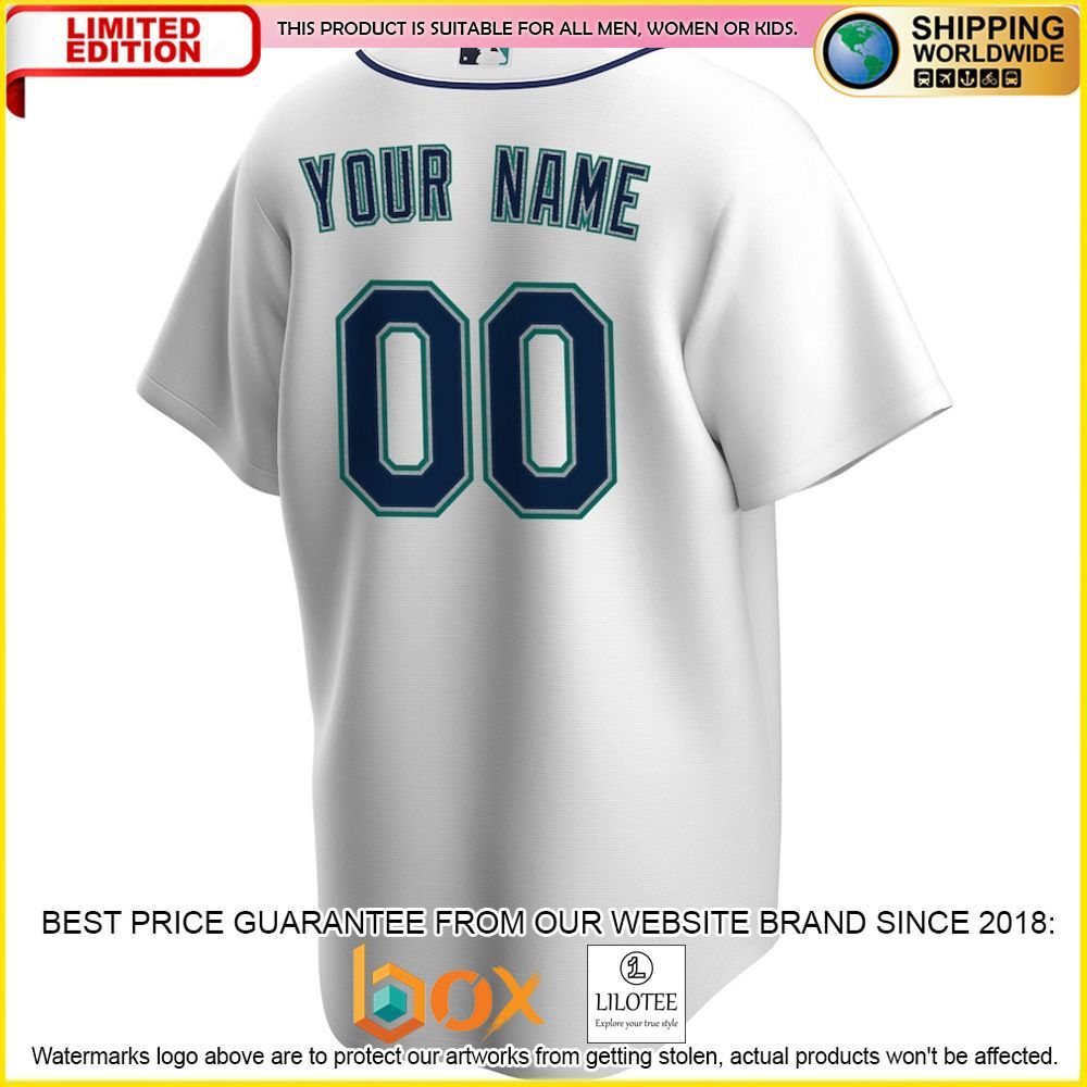 HOT Seattle Mariners Custom Name Number White Baseball Jersey Shirt 3