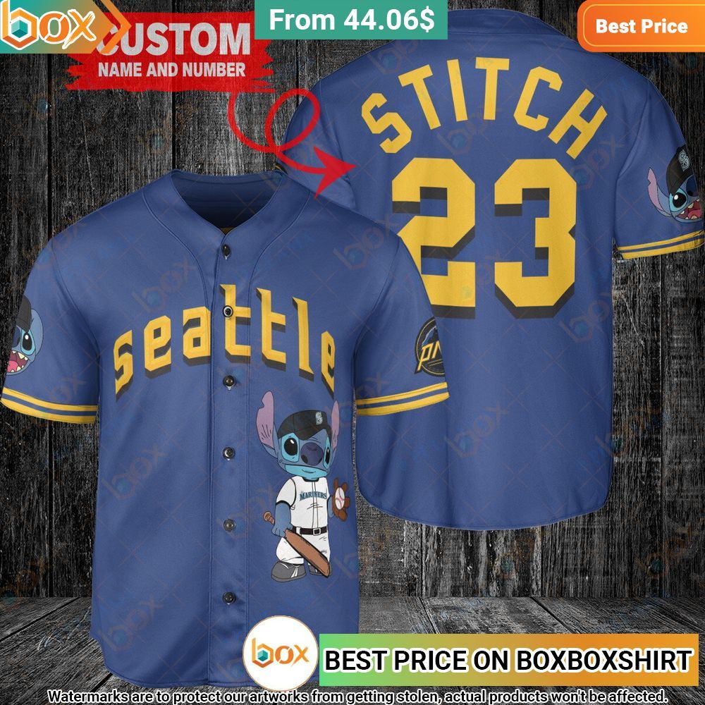 Seattle Mariners Team Stitch Personalized Baseball Jersey 1