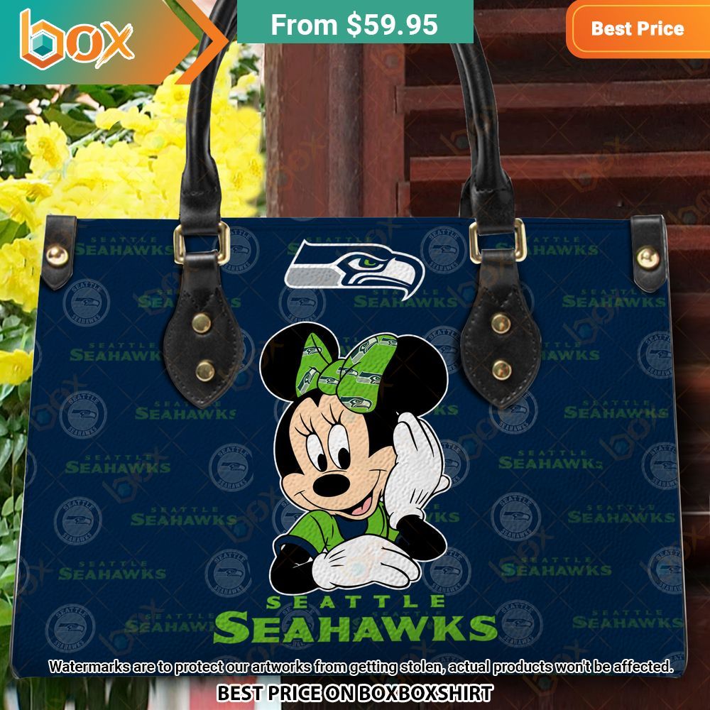 Seattle Seahawks Minnie Mouse Leather Handbag 5