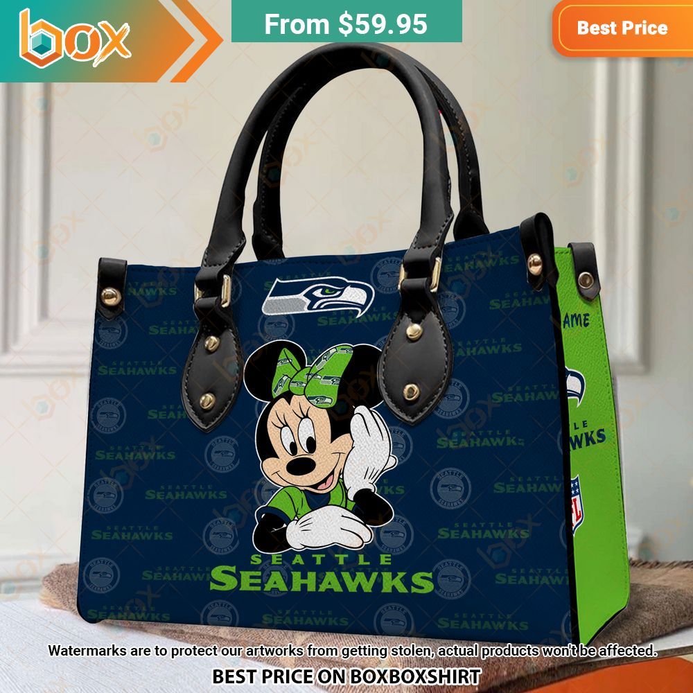 Seattle Seahawks Minnie Mouse Leather Handbag 6