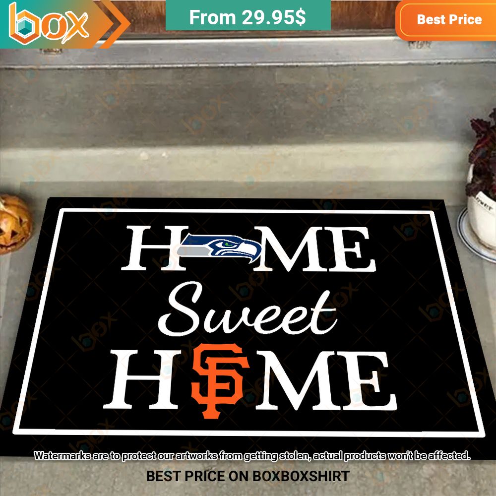 Seattle Seahawks San Francisco Giants Home Sweet Home Doormat 4