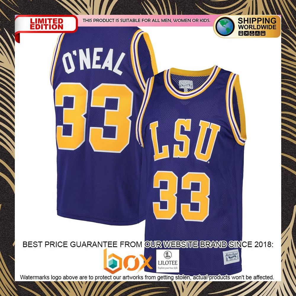 NEW Shaquille O'Neal LSU Tigers Original Retro Brand Alumni Purple Basketball Jersey 5