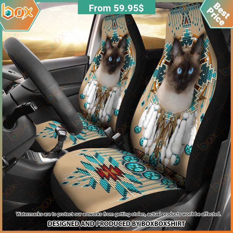 BEST Siamese Cat Native American Dreamcatcher Seat Cover 1