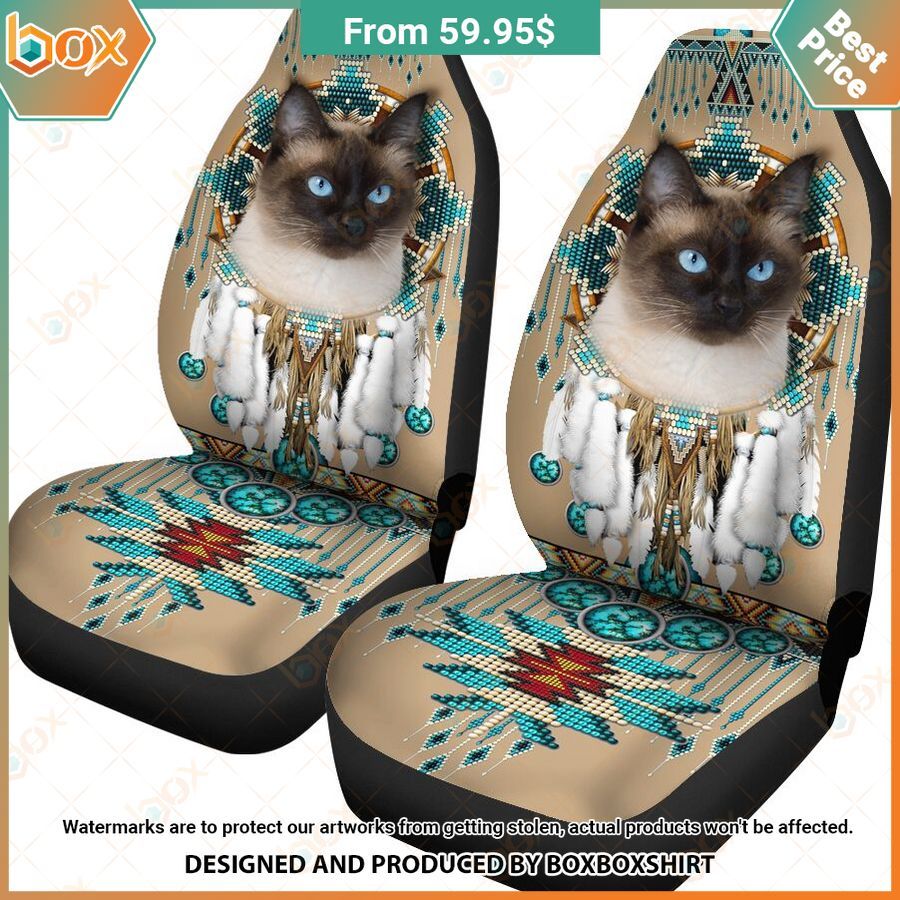 BEST Siamese Cat Native American Dreamcatcher Seat Cover 2
