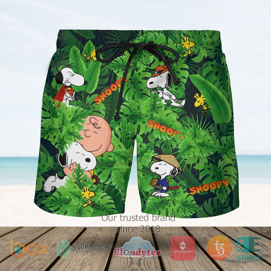 Snoopy, Charlie Brown, Woodstock Cuddle Hawaiian Short 1