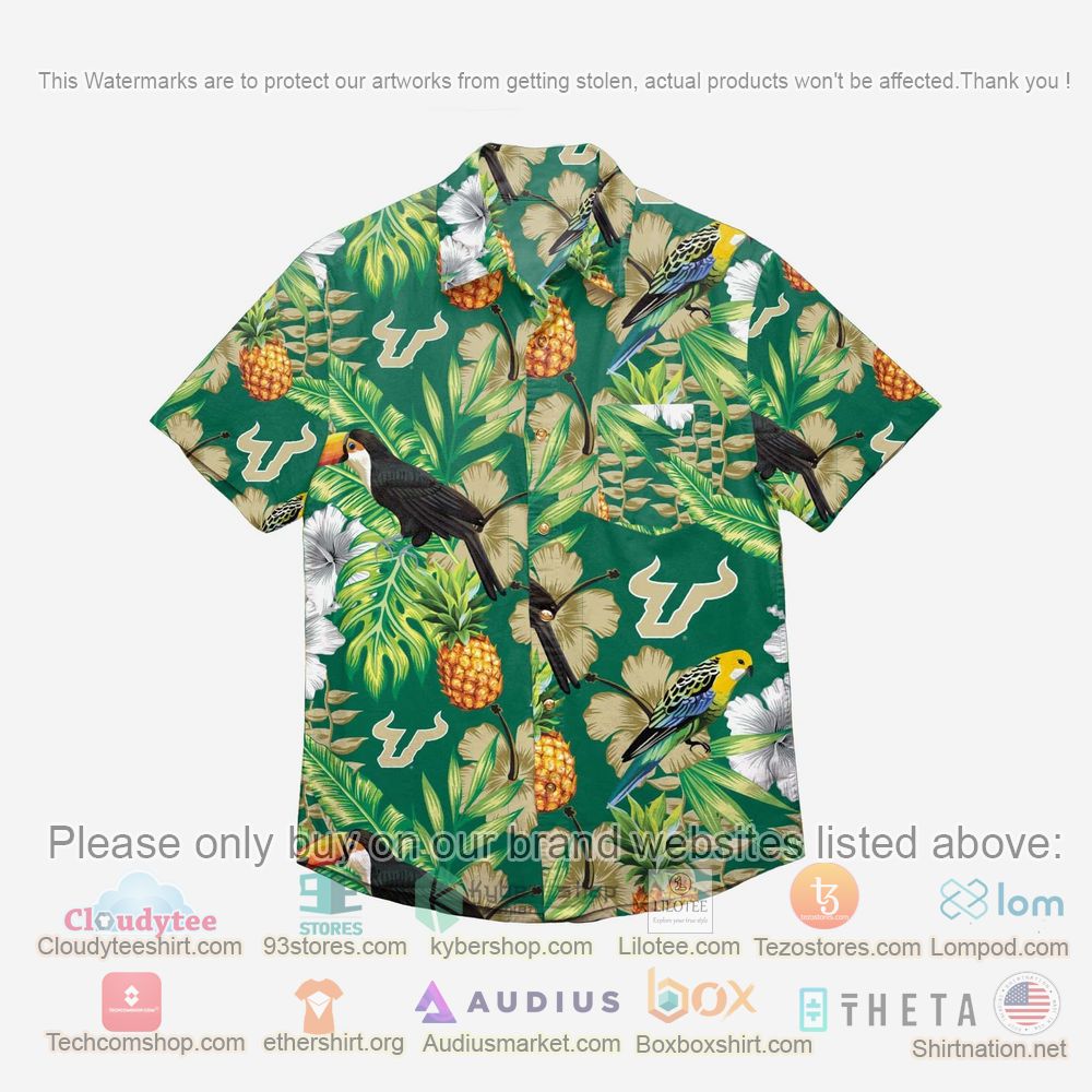 HOT South Florida Bulls Floral Button-Up Hawaii Shirt 1