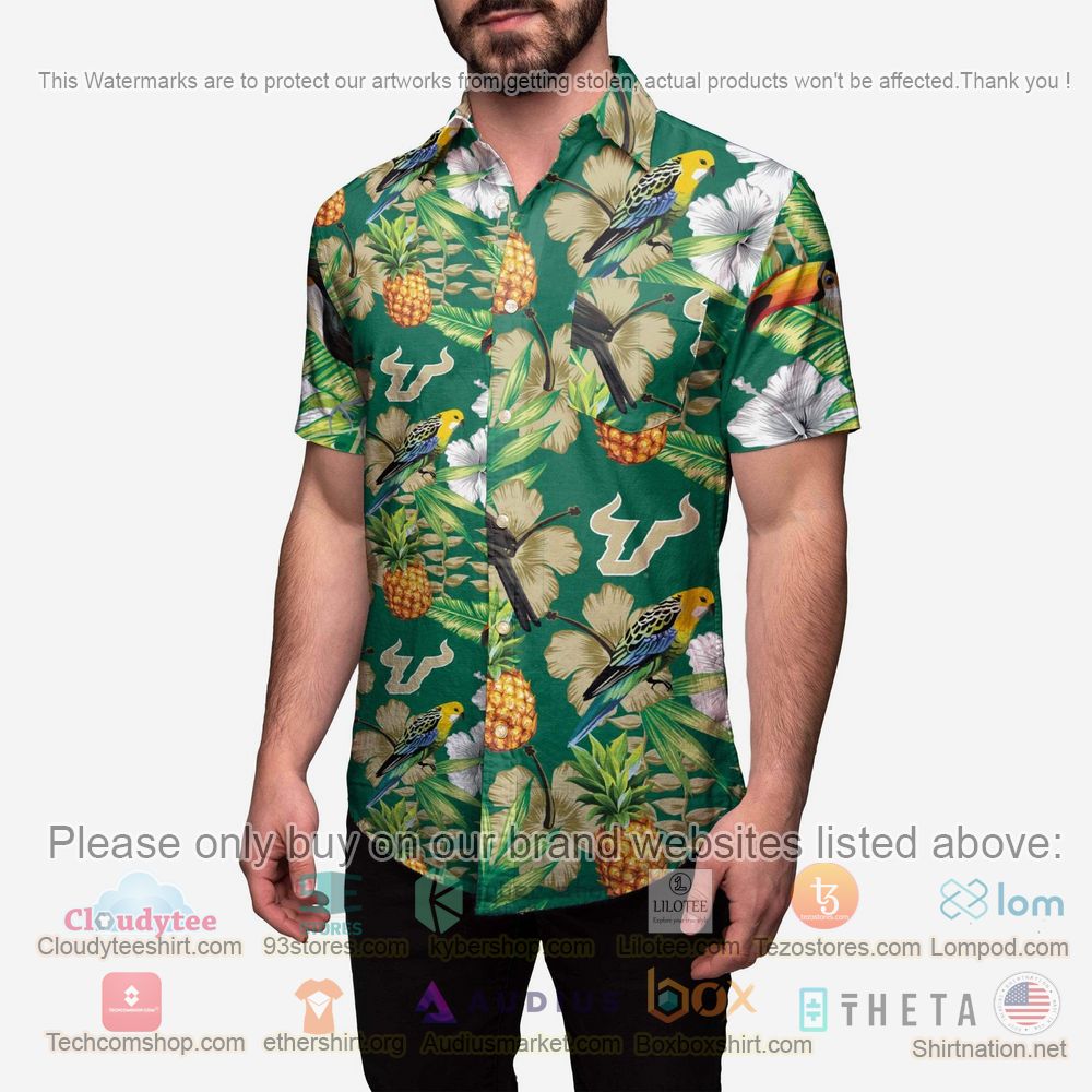 HOT South Florida Bulls Floral Button-Up Hawaii Shirt 2