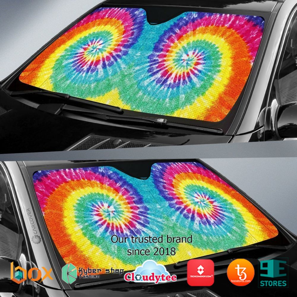 Spiral Tie Dye Printed Hippie Car Sunshade 2