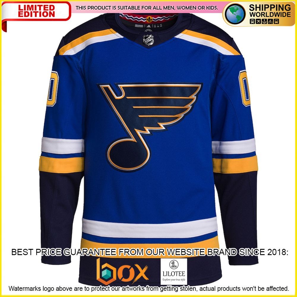 NEW St Louis Blues Adidas Home Pro Custom Royal Premium Hockey Jersey 2