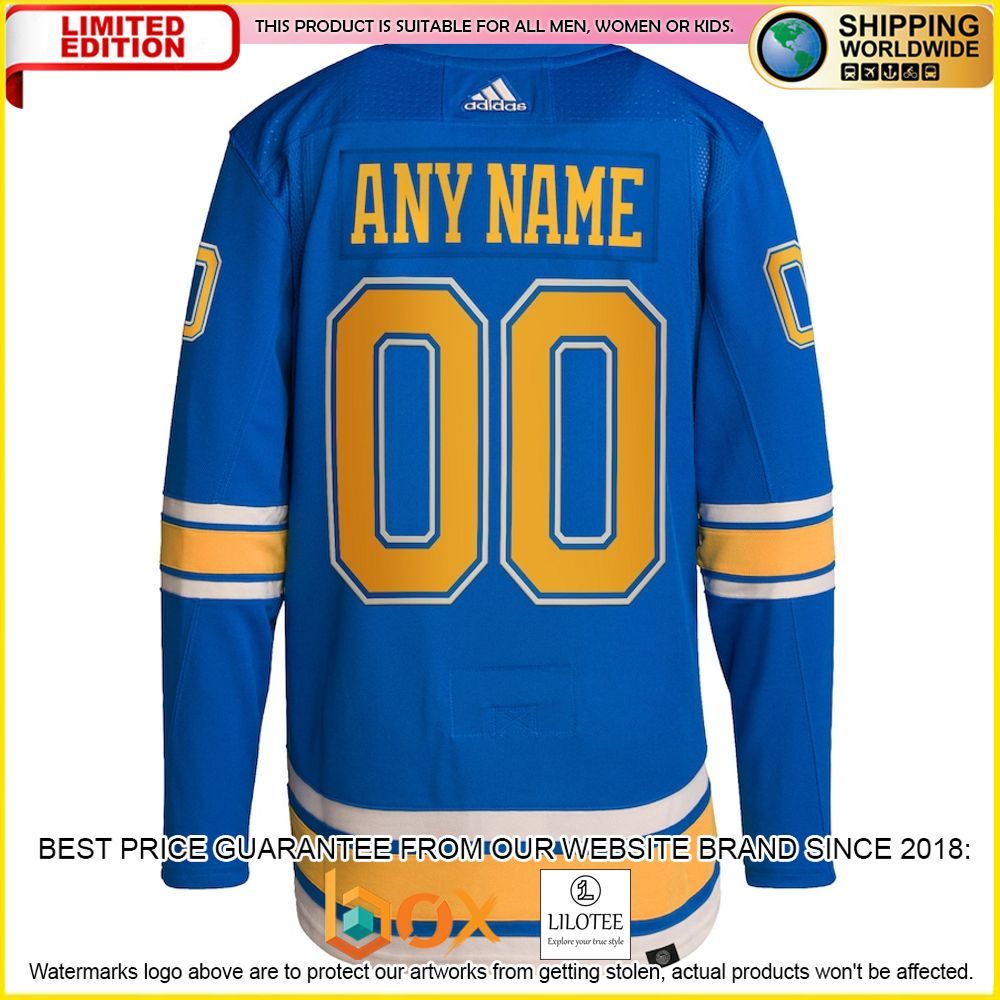 NEW St Louis Blues Adidas Home Pro Custom Royal Premium Hockey Jersey 6