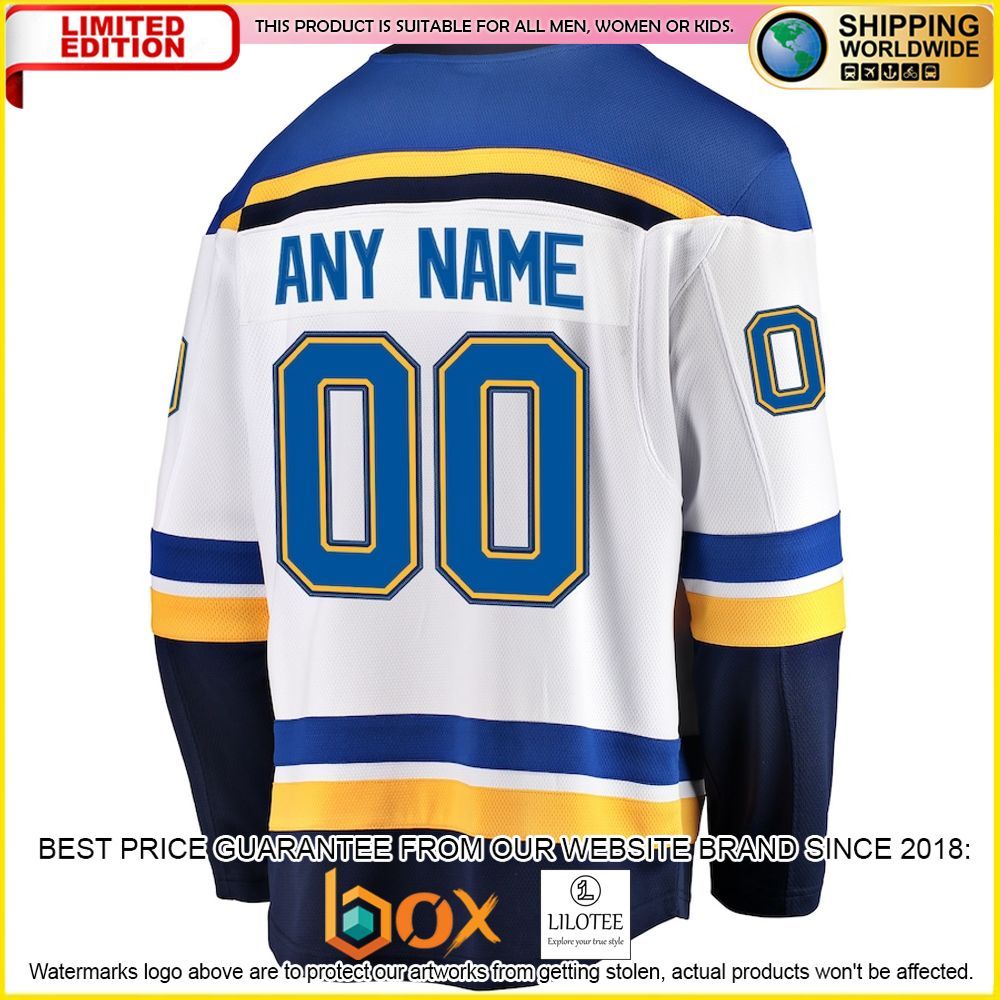NEW St Louis Blues Fanatics Branded Away Custom White Premium Hockey Jersey 3