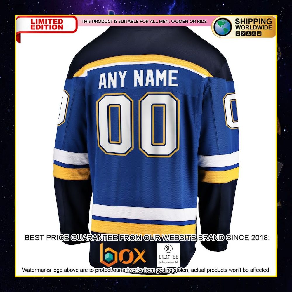 NEW St Louis Blues Fanatics Branded Home Custom Blue Premium Hockey Jersey 9