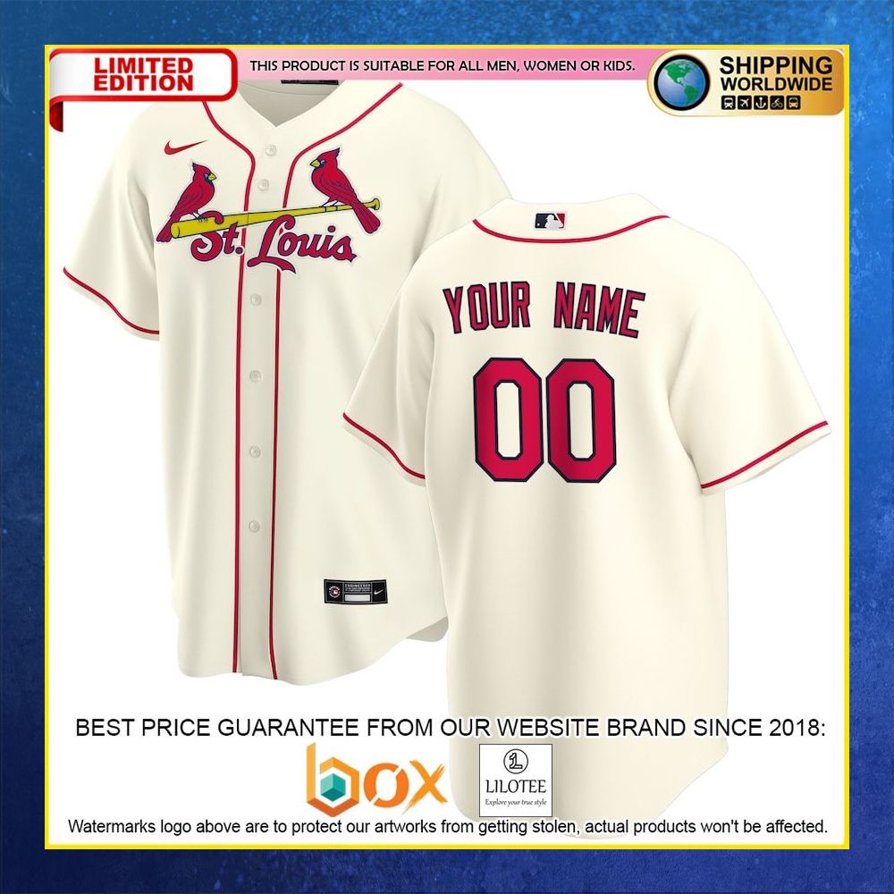 HOT St Louis Cardinals MLB Custom Name Number Cream Baseball Jersey Shirt 4
