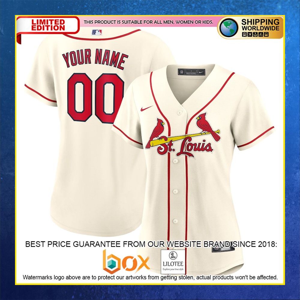 HOT St Louis Cardinals Women's Custom Name Number Cream Baseball Jersey Shirt 4