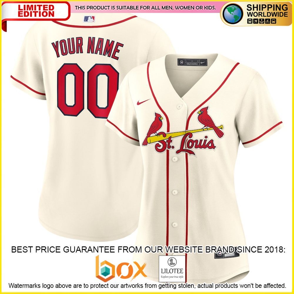 HOT St Louis Cardinals Women's Custom Name Number Cream Baseball Jersey Shirt 1