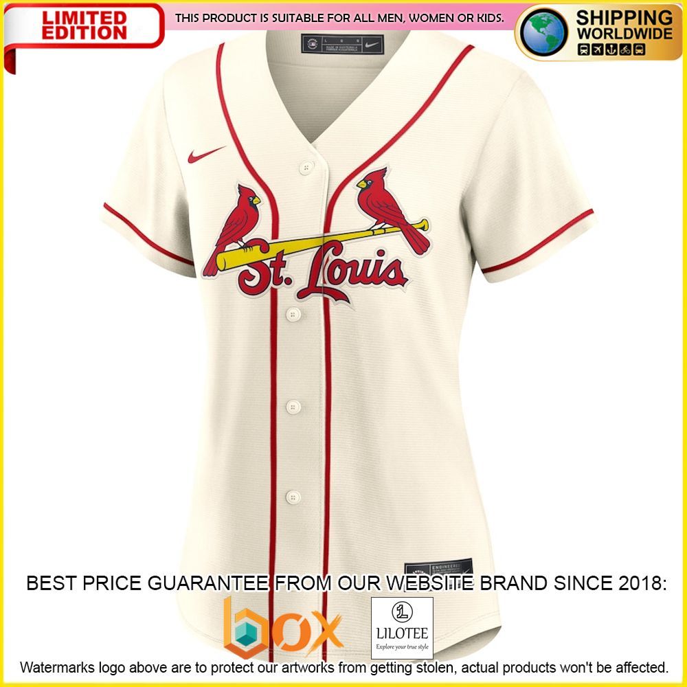 HOT St Louis Cardinals Women's Custom Name Number Cream Baseball Jersey Shirt 2