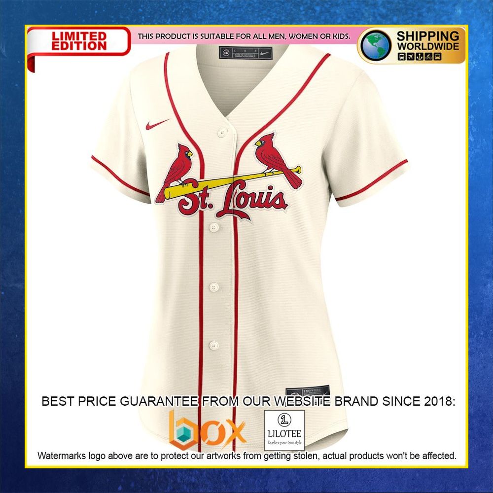 HOT St Louis Cardinals Women's Custom Name Number Cream Baseball Jersey Shirt 5
