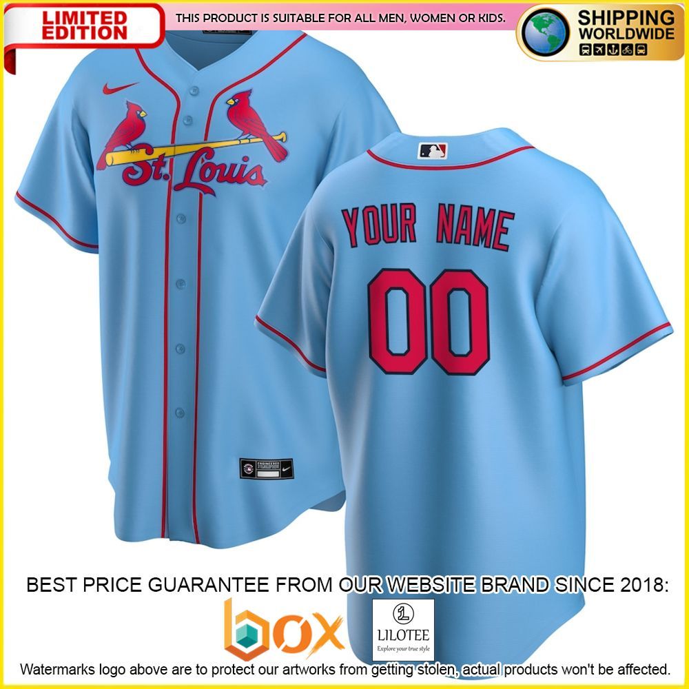 HOT St Louis Cardinals Custom Name Number Light Blue Baseball Jersey Shirt 1