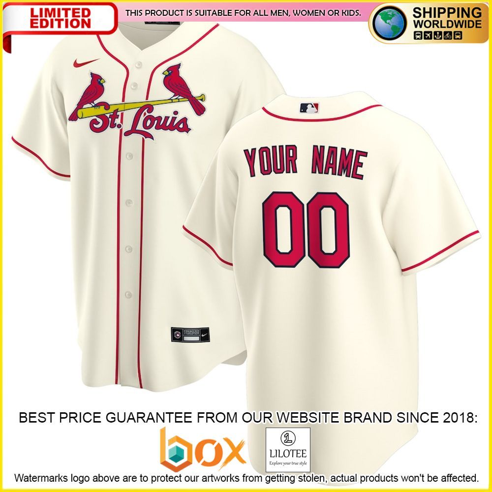 HOT St Louis Cardinals Team Custom Name Number Cream Baseball Jersey Shirt 1