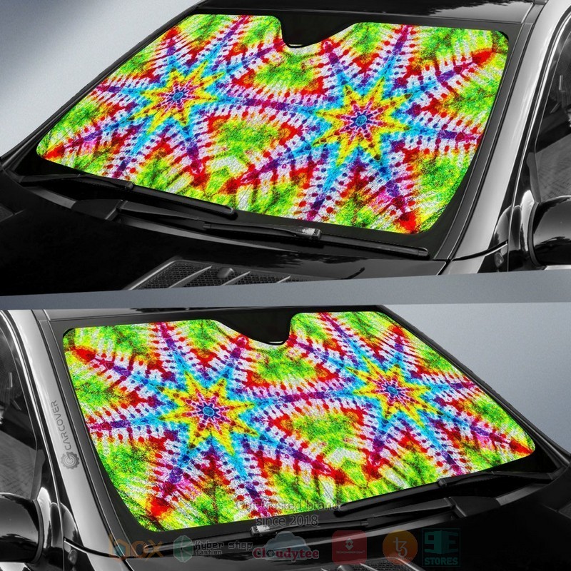Star Tie Dye Printed Hippie Car Sunshade 2