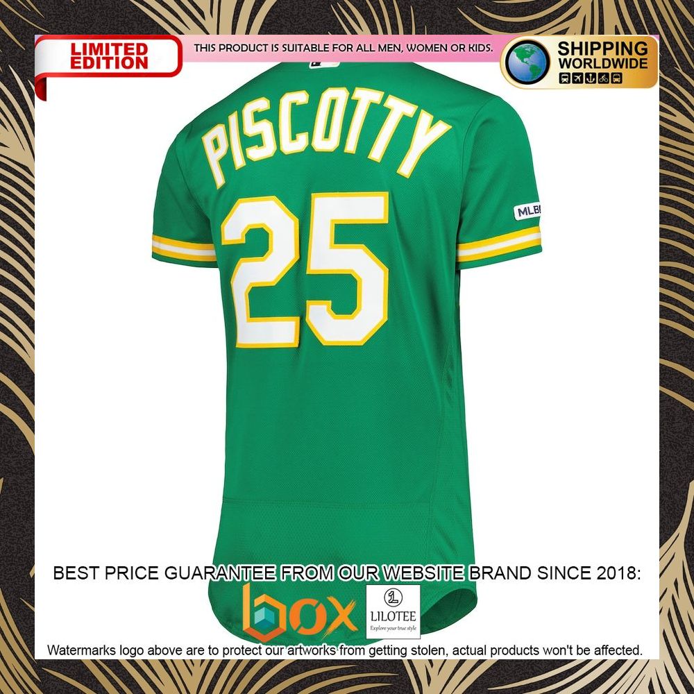 NEW Stephen Piscotty Oakland Athletics Majestic Authentic Collection Flex Base Player Green Baseball Jersey 6