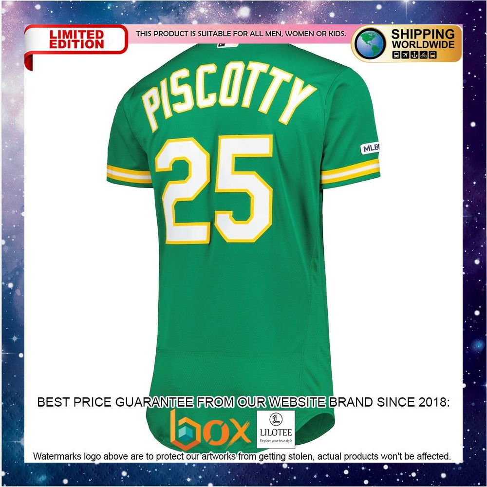 NEW Stephen Piscotty Oakland Athletics Majestic Authentic Collection Flex Base Player Green Baseball Jersey 3