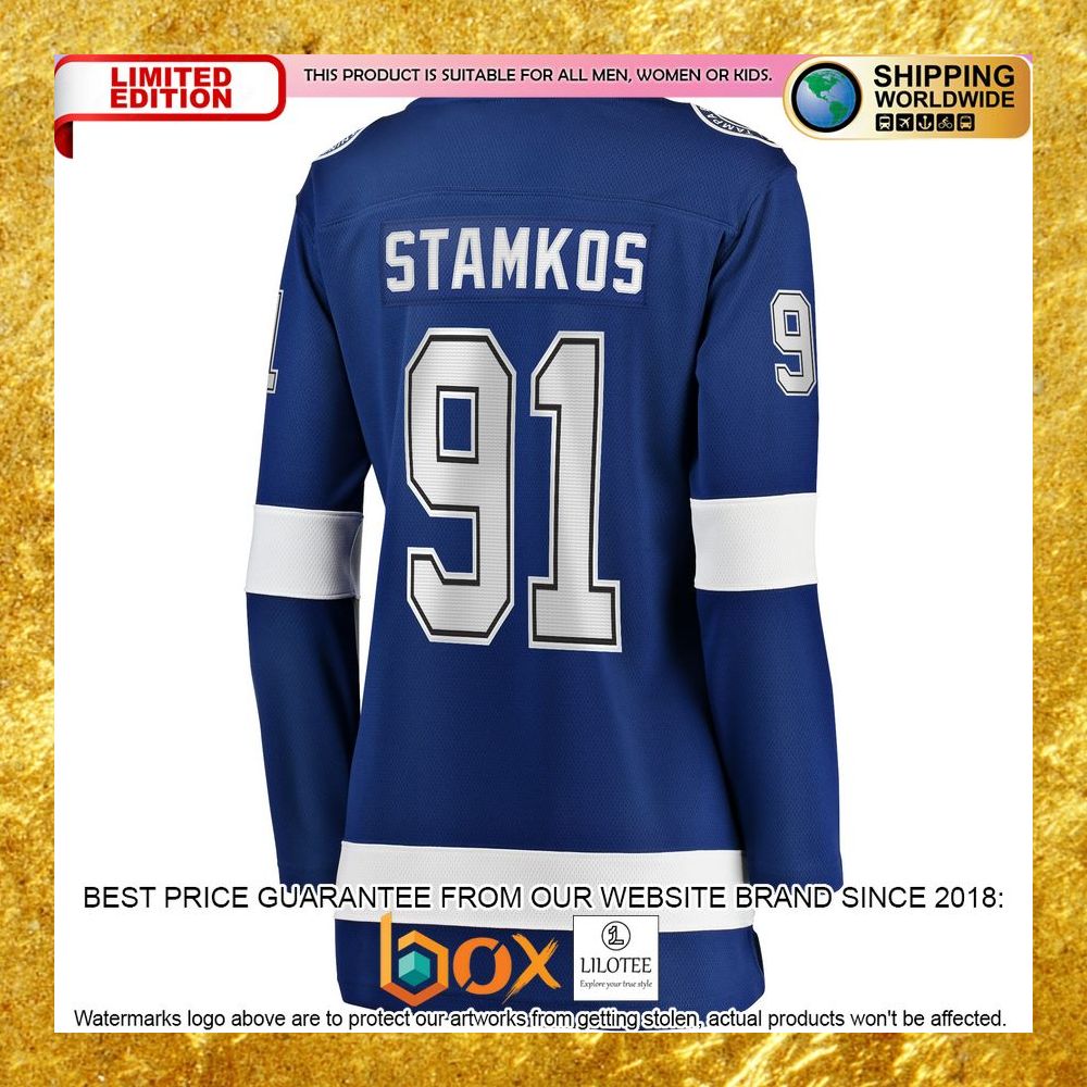 NEW Steven Stamkos Tampa Bay Lightning Women's Home 2022 Stanley Cup Final Player Blue Hockey Jersey 7