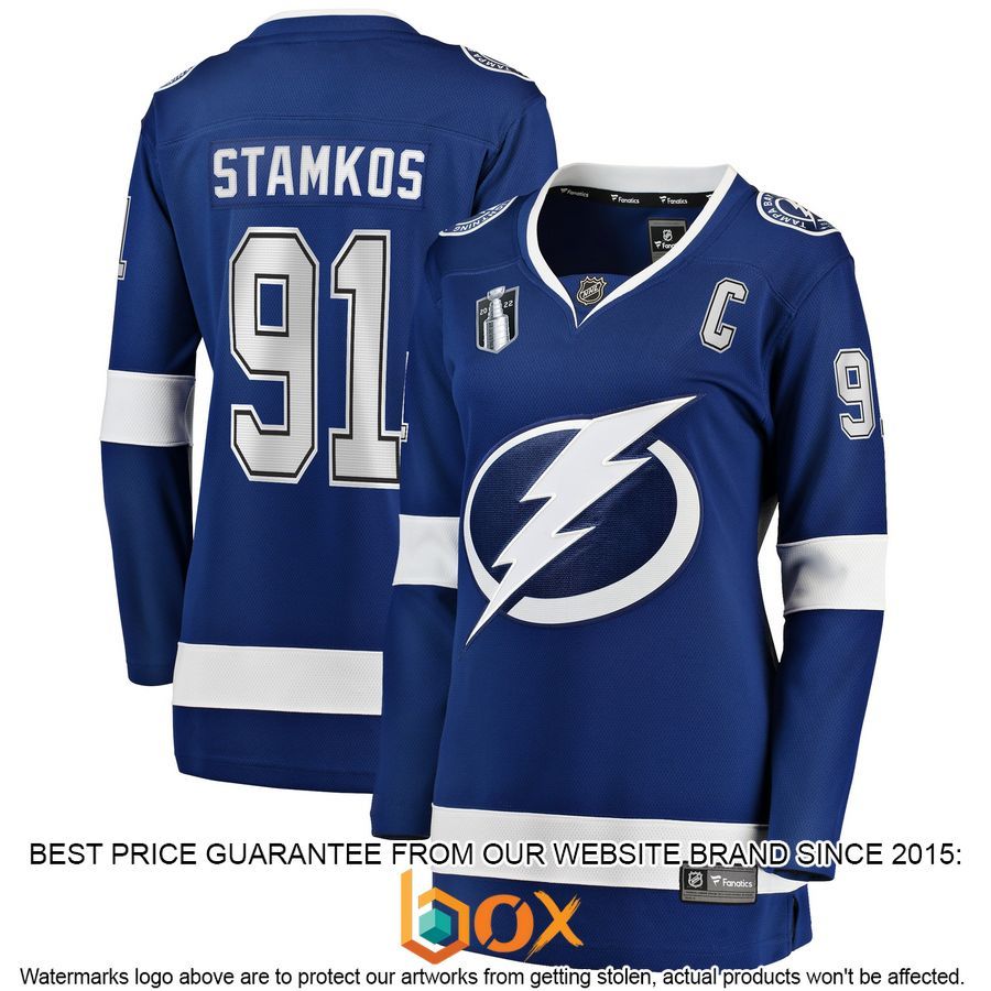 NEW Steven Stamkos Tampa Bay Lightning Women's Home 2022 Stanley Cup Final Player Blue Hockey Jersey 4