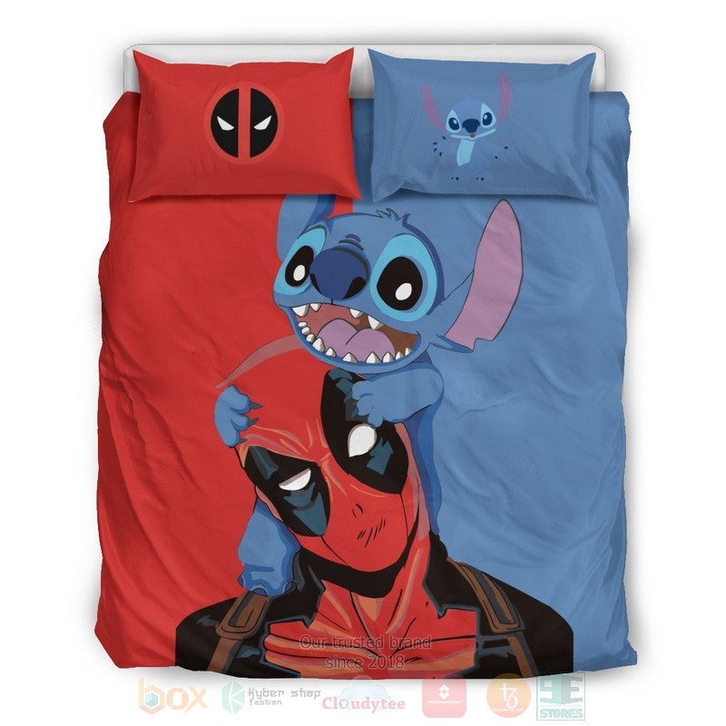Stitch and Deadpool Cute Bedding Set 1