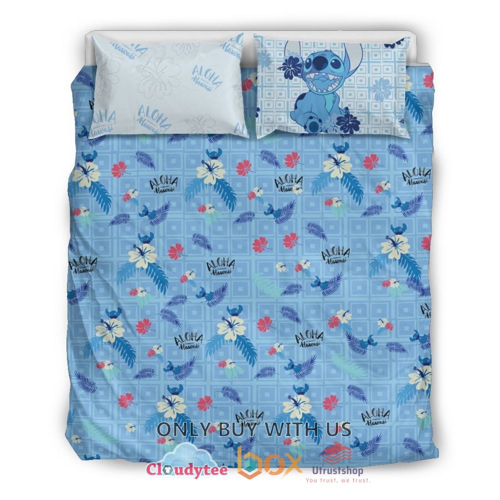 Stitch Disney Flower Blue Bedding Set 1