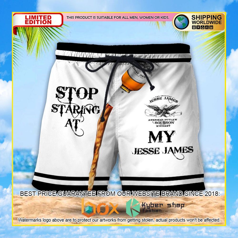 NEW Stop Staring At My Jesse James Outlaw Bourbon 3D Hawaii Short 4