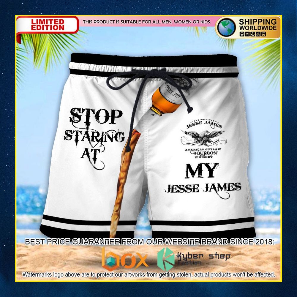 NEW Stop Staring At My Jesse James Outlaw Bourbon 3D Hawaii Short 5